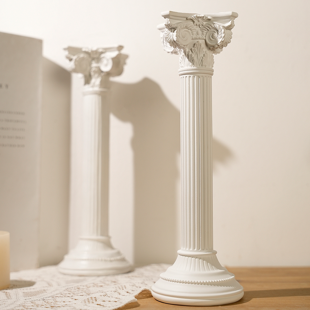 Colonne grecque blanche en résine avec chapiteau corinthien