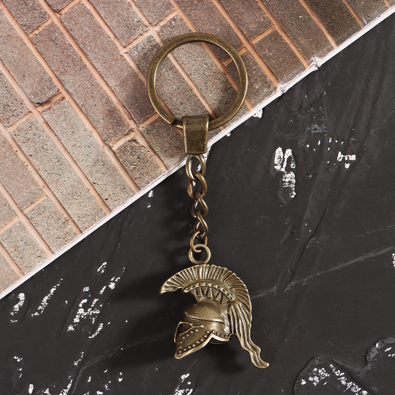Porte-clés casque spartiate bronze en alliage
