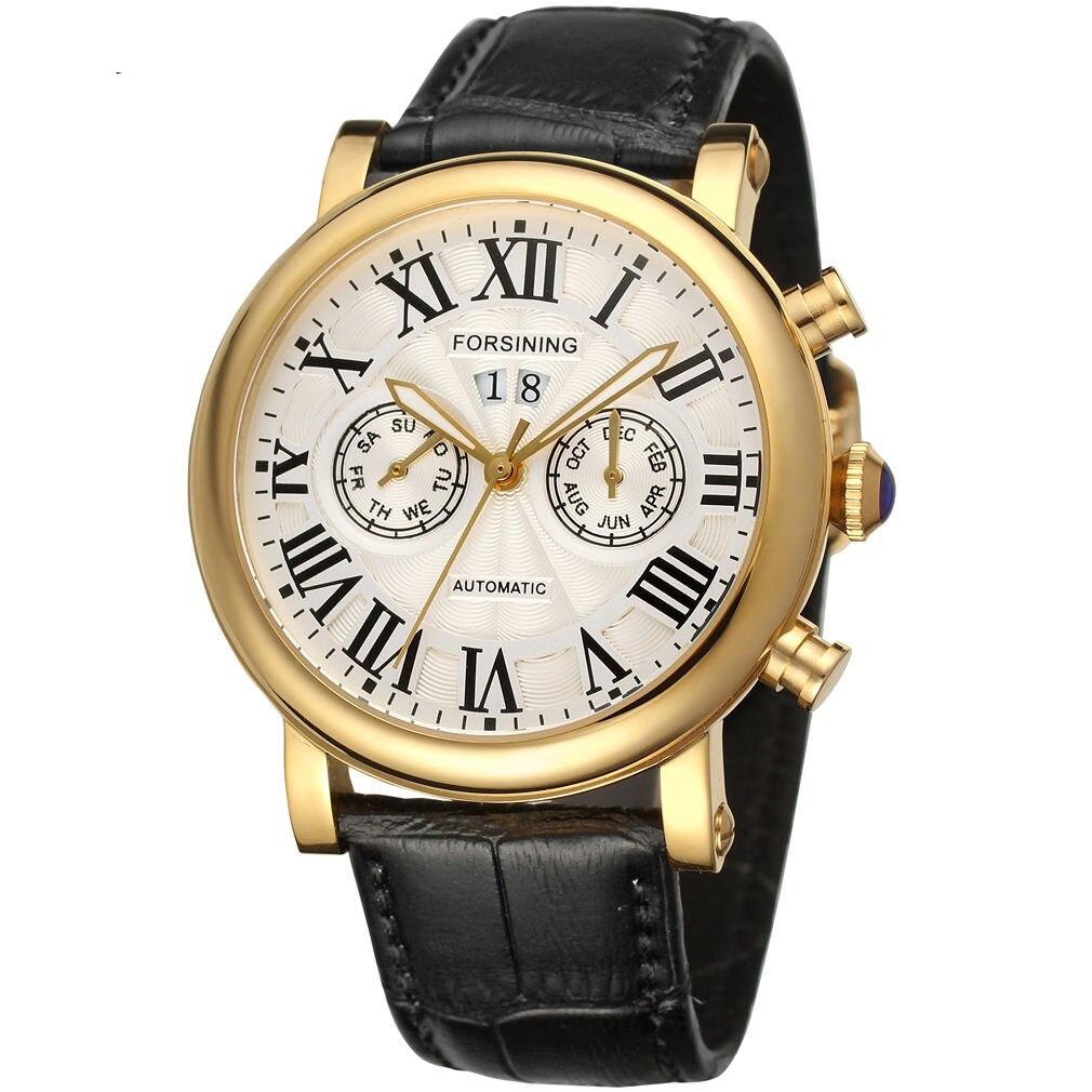 Montre mécanique Forsining à cadran romain et bracelet en cuir