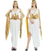 Costume déesse grecque – robe blanche, cape et accessoires dorés