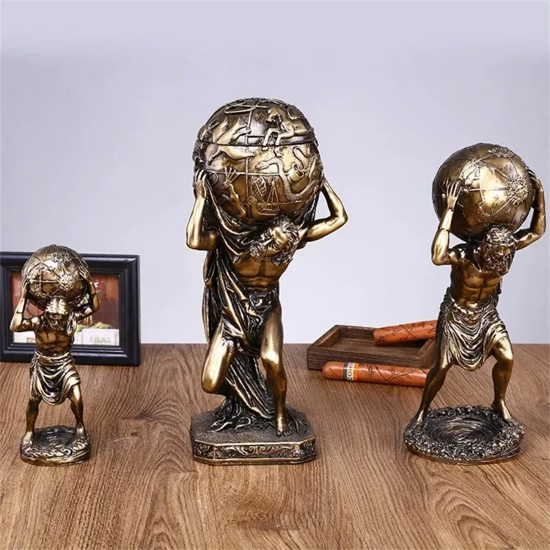 Atlas grec – statue de bureau avec globe