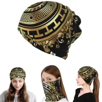 Bandana grec noir et or – motif méandre antique