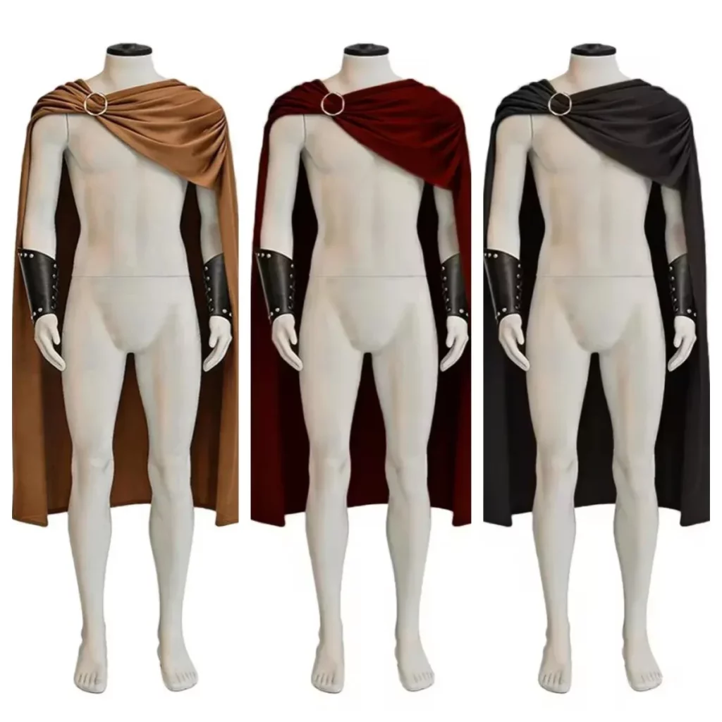 Cape spartiate noire et brassards noirs – costume antique