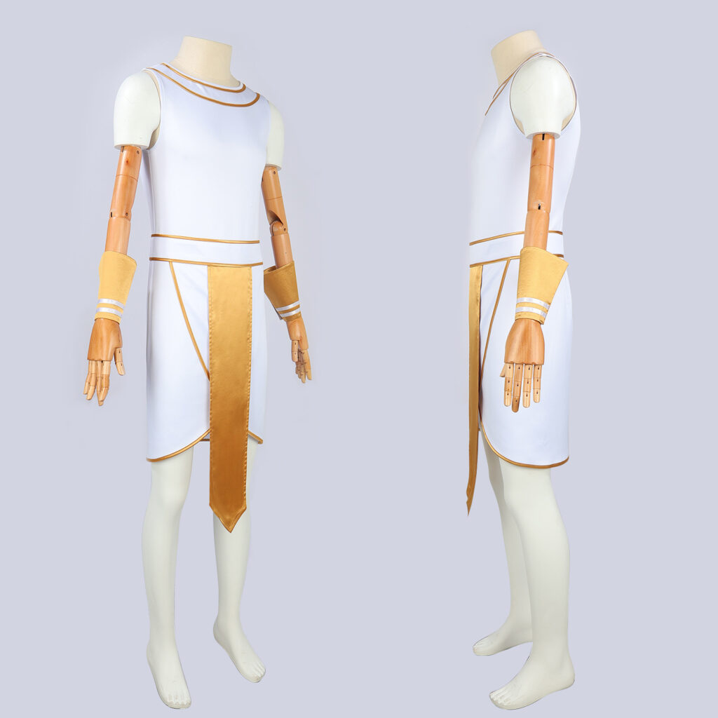 Costume antique homme blanc et or – tunique et cape