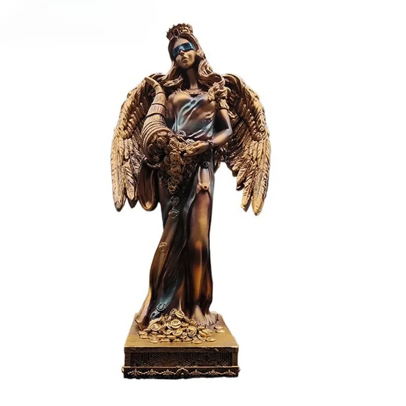 Déesse grecque de la fortune – statue ailée bronze et or