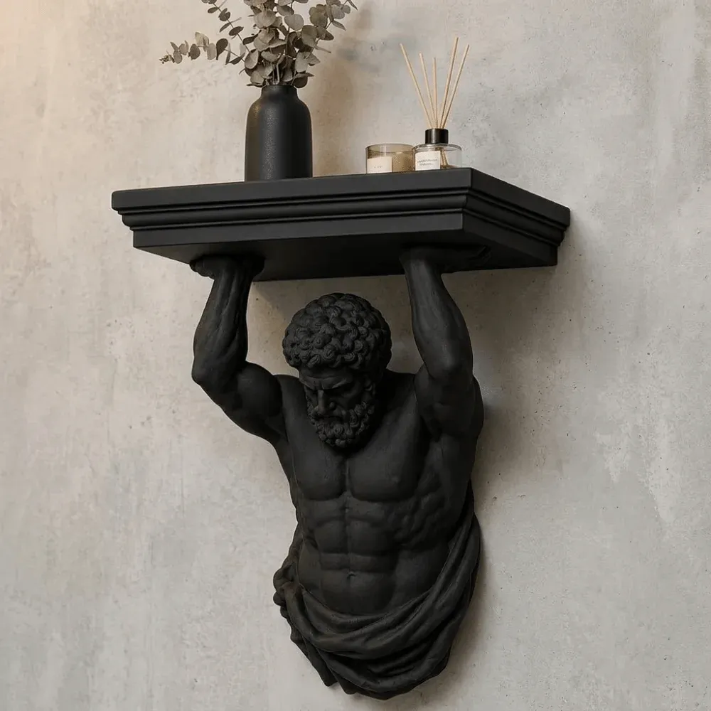 Atlas grec – étagère murale décorative en forme de titan