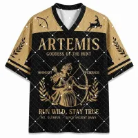 T-shirt Artémis noir et or – déesse grecque de la chasse