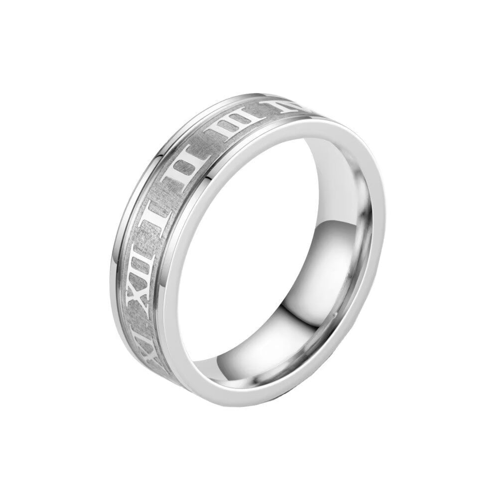 Bague chiffres romains en acier