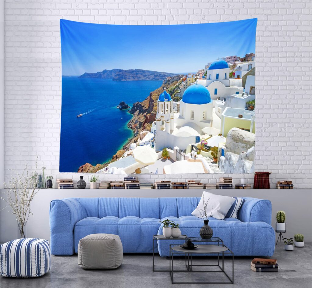 Tableau mural Santorin en cinq panneaux