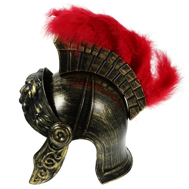 Bonnet casque romain à plumet rouge