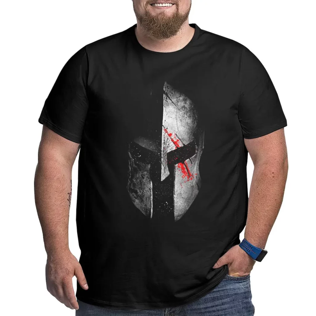 T-shirt spartiate noir à casque de guerrier – tailles S à 6XL