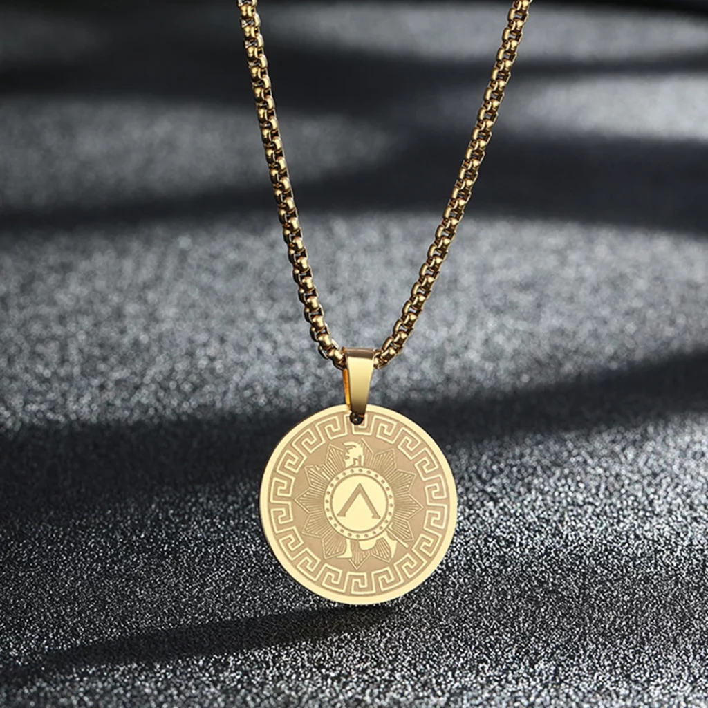 Collier Achille doré – pendentif grec et casque antique