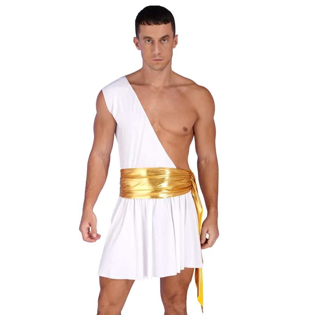 Toge grecque masculine blanche et dorée