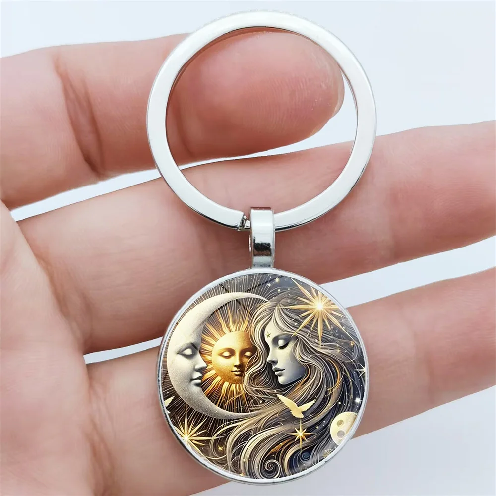 Porte-clés Soleil & Lune – médaillon céleste