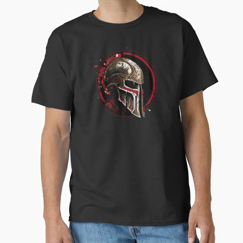 T-shirt spartiate noir au casque antique – tailles S à 6XL