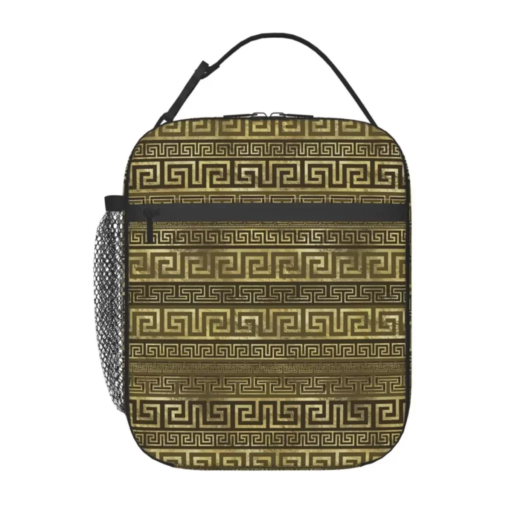 Sac isotherme grec noir et or – méandres antiques