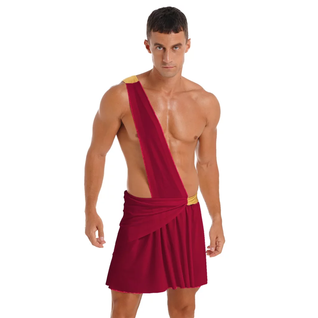 Toge grecque masculine bordeaux et dorée