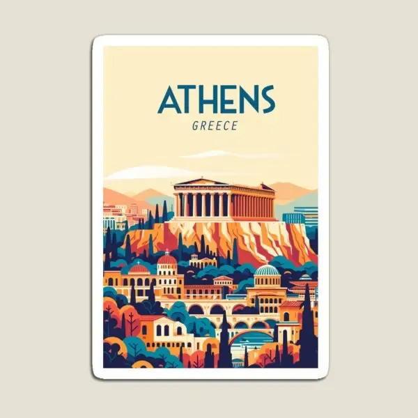 Magnet Athènes vintage – Parthénon et panorama de la capitale grecque