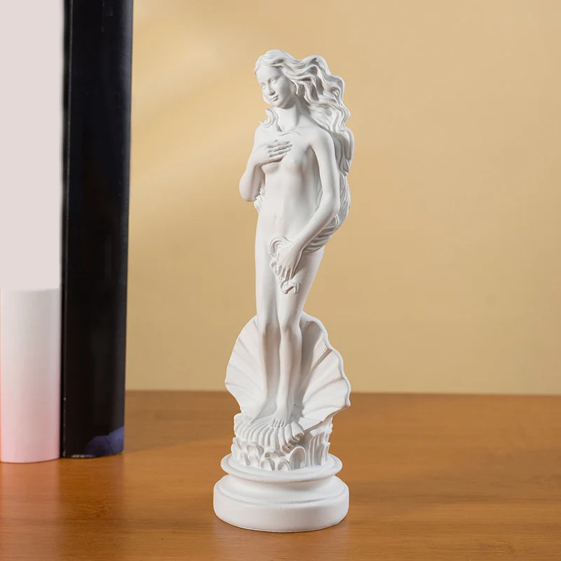 Aphrodite grecque en résine blanche – Statue 18 cm sur coquillage