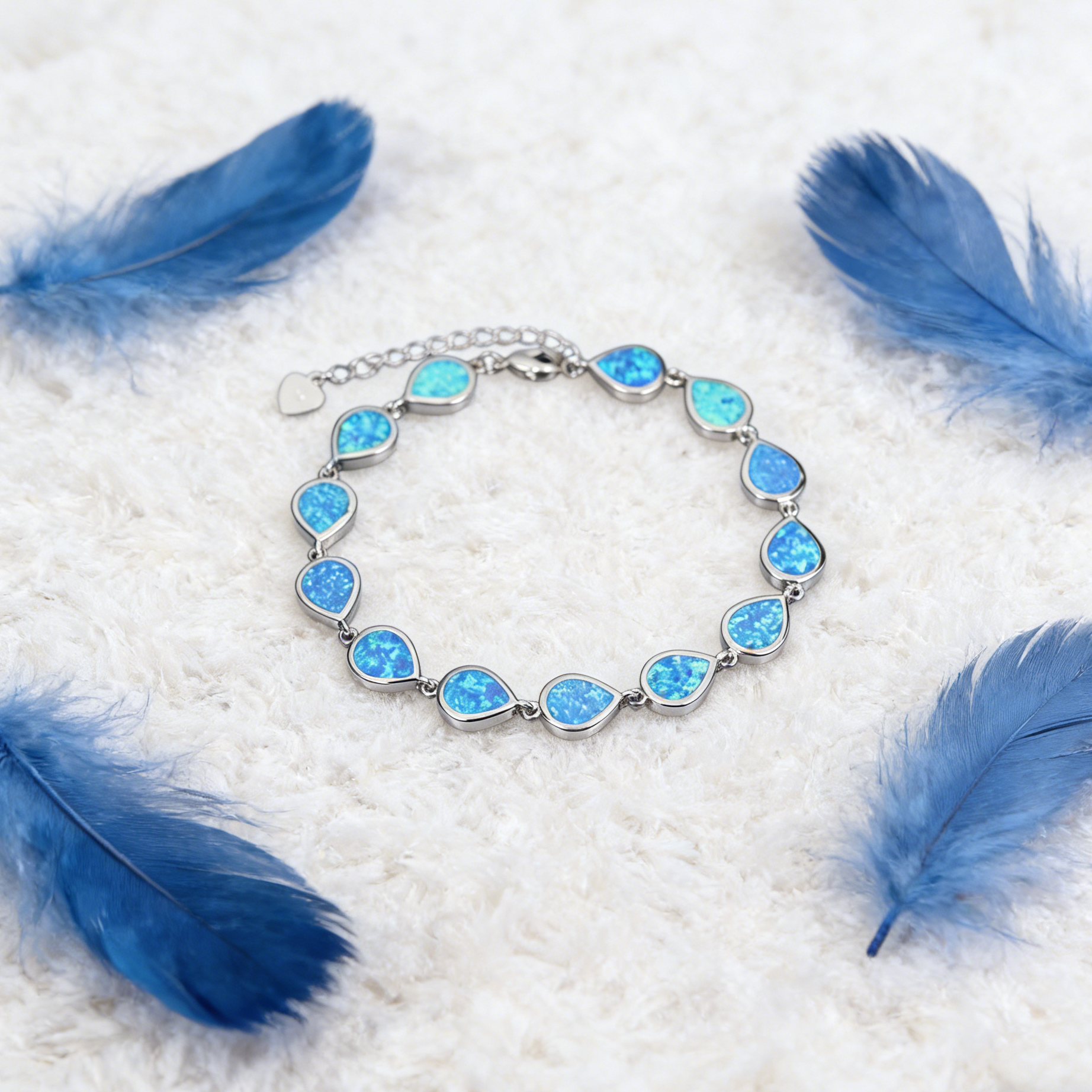 Bracelet opale bleue - pierre lumineuse inspiration grecque – Image 3