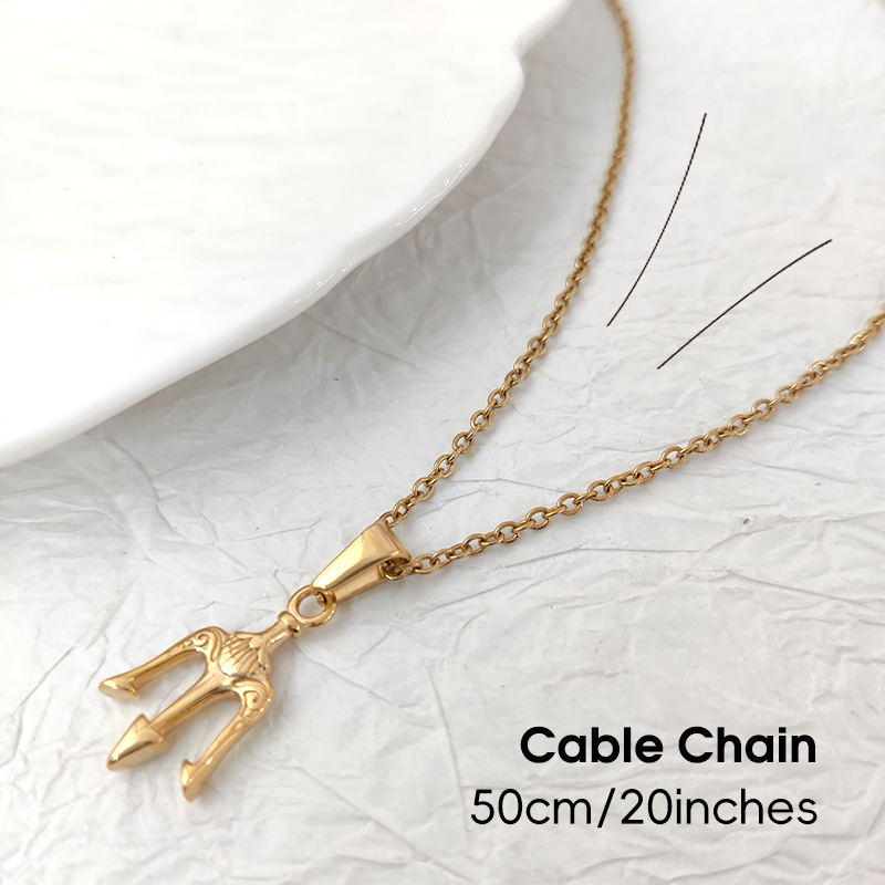 Collier à chaîne de 50 cm avec trident de Poséidon doré