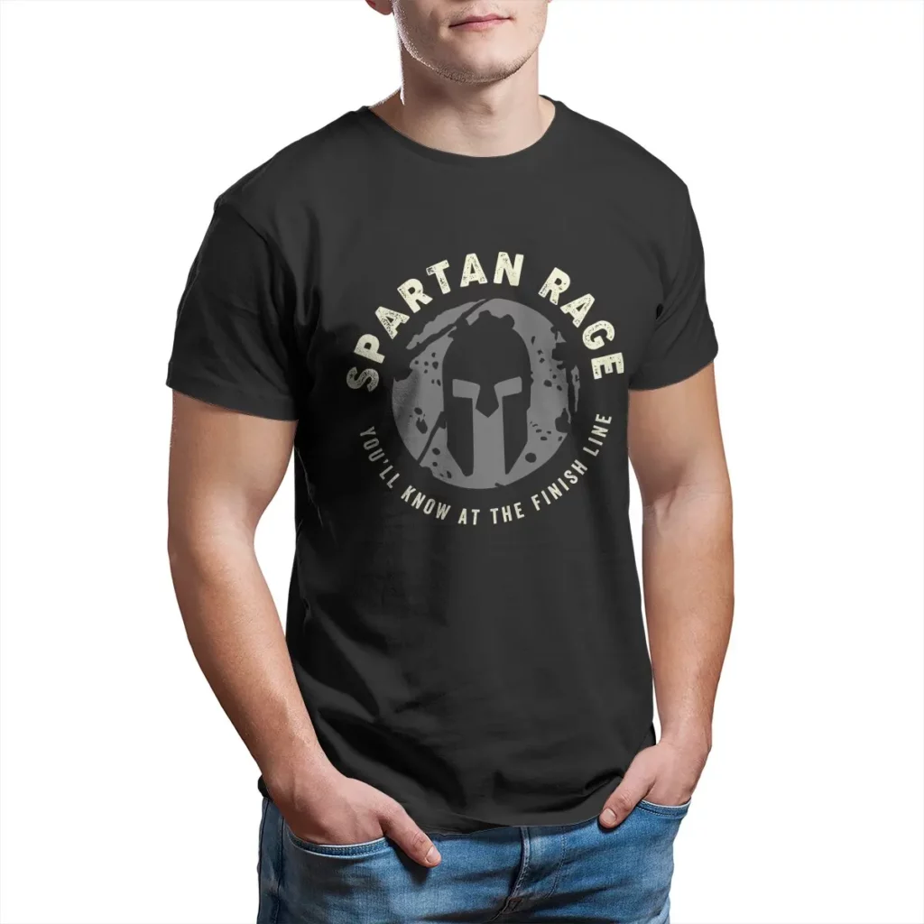 T-shirt Spartiate noir Spartan Race – Casque grec et message de victoire