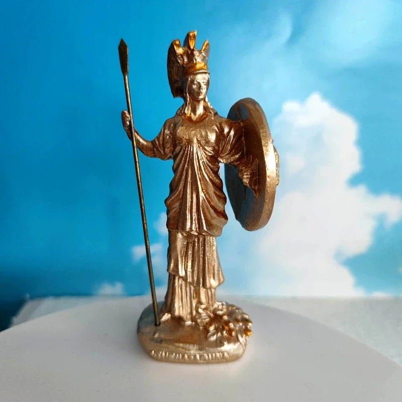 Statue Athéna grecque avec lance et bouclier en résine