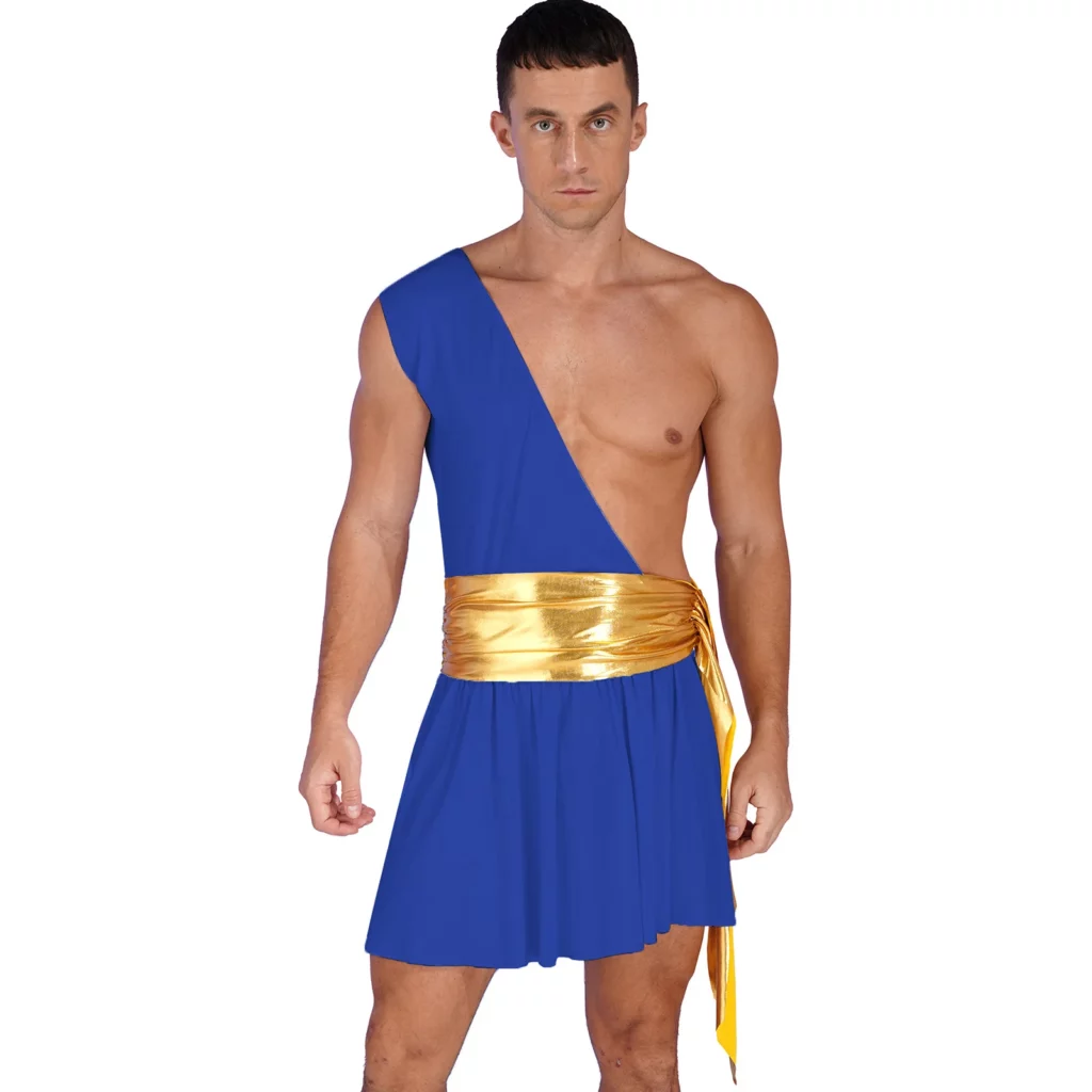 Toge grecque masculine bleu profond et dorée