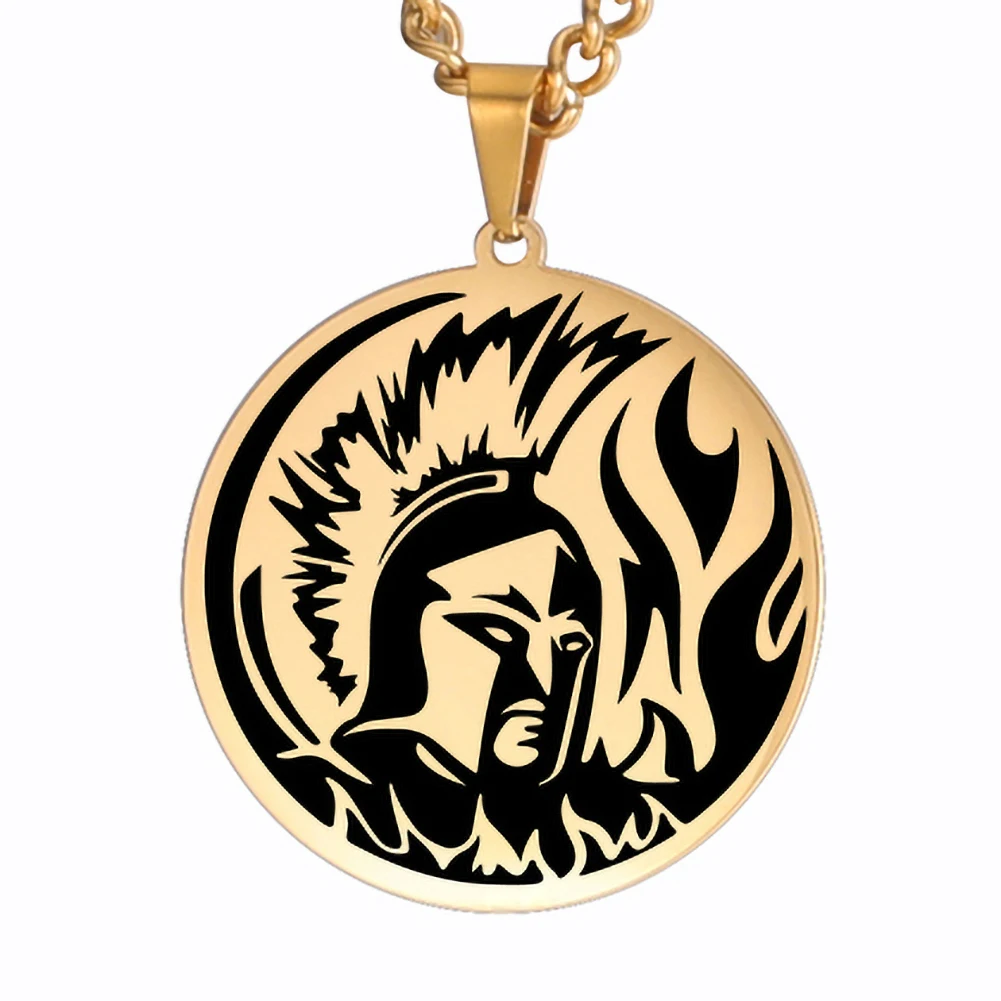 Collier Arès doré – Pendentif grec en acier inoxydable 25 × 27 mm