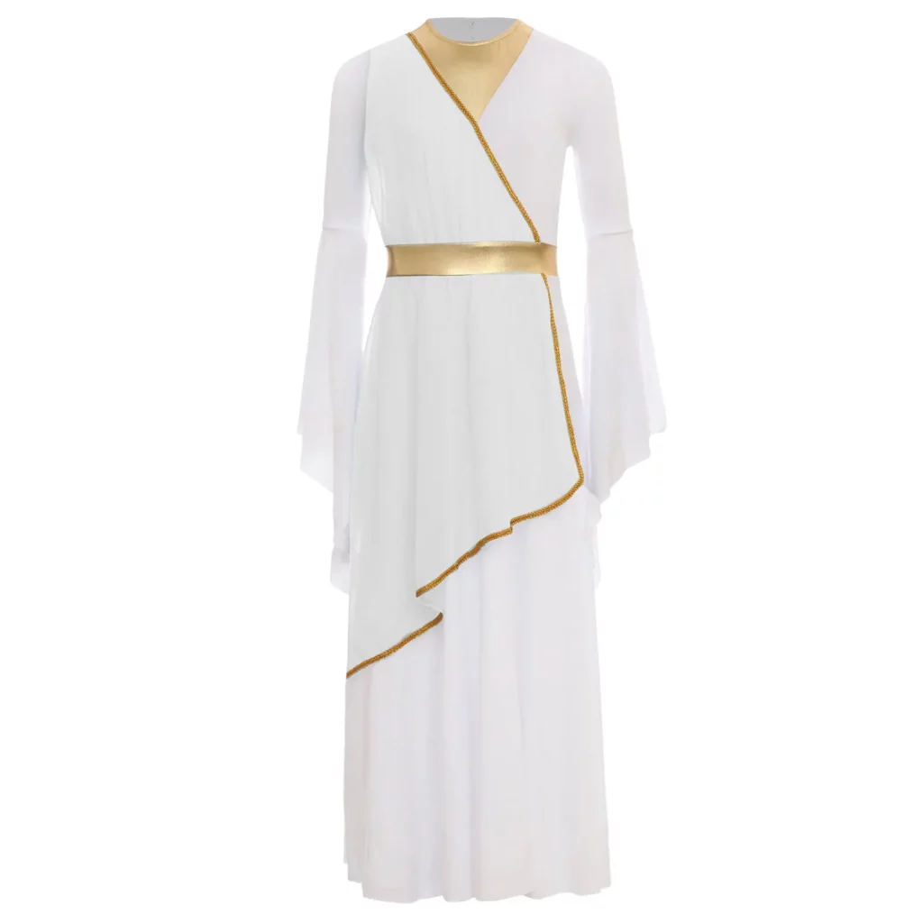 Robe grecque blanche et dorée pour fille – costume d’Athéna