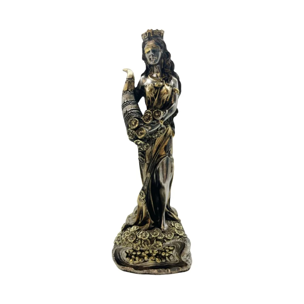 Déesse grecque à la corne d’abondance – Statuette bronze antique, 25 cm
