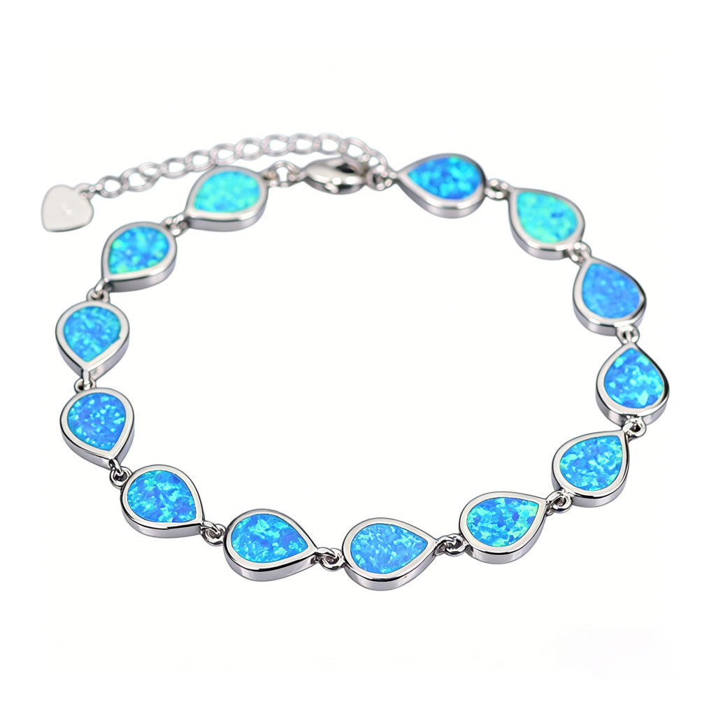 Bracelet opale bleue - pierre lumineuse inspiration grecque