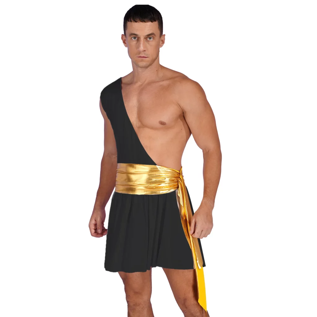 Toge grecque masculine noire à drapé long