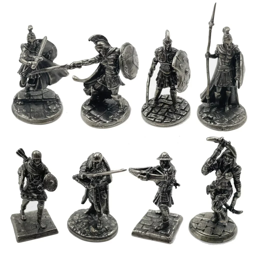Miniatures de guerriers grecs – soldats antiques en métal pour collection