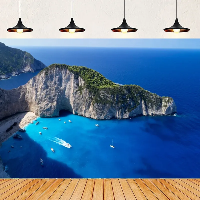 Décor panoramique Zakynthos – baie turquoise et falaise grecque