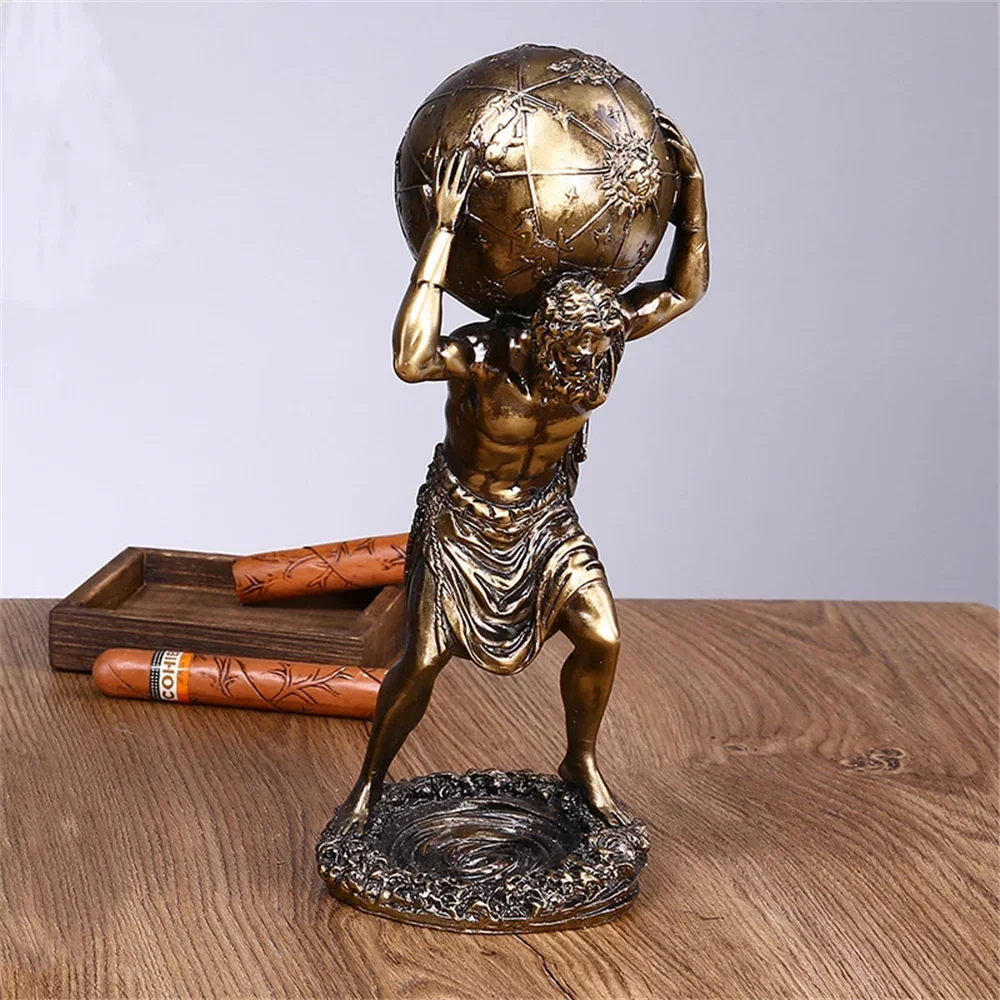 Atlas grec – Statue en résine bronze antique, sculpture décorative de table