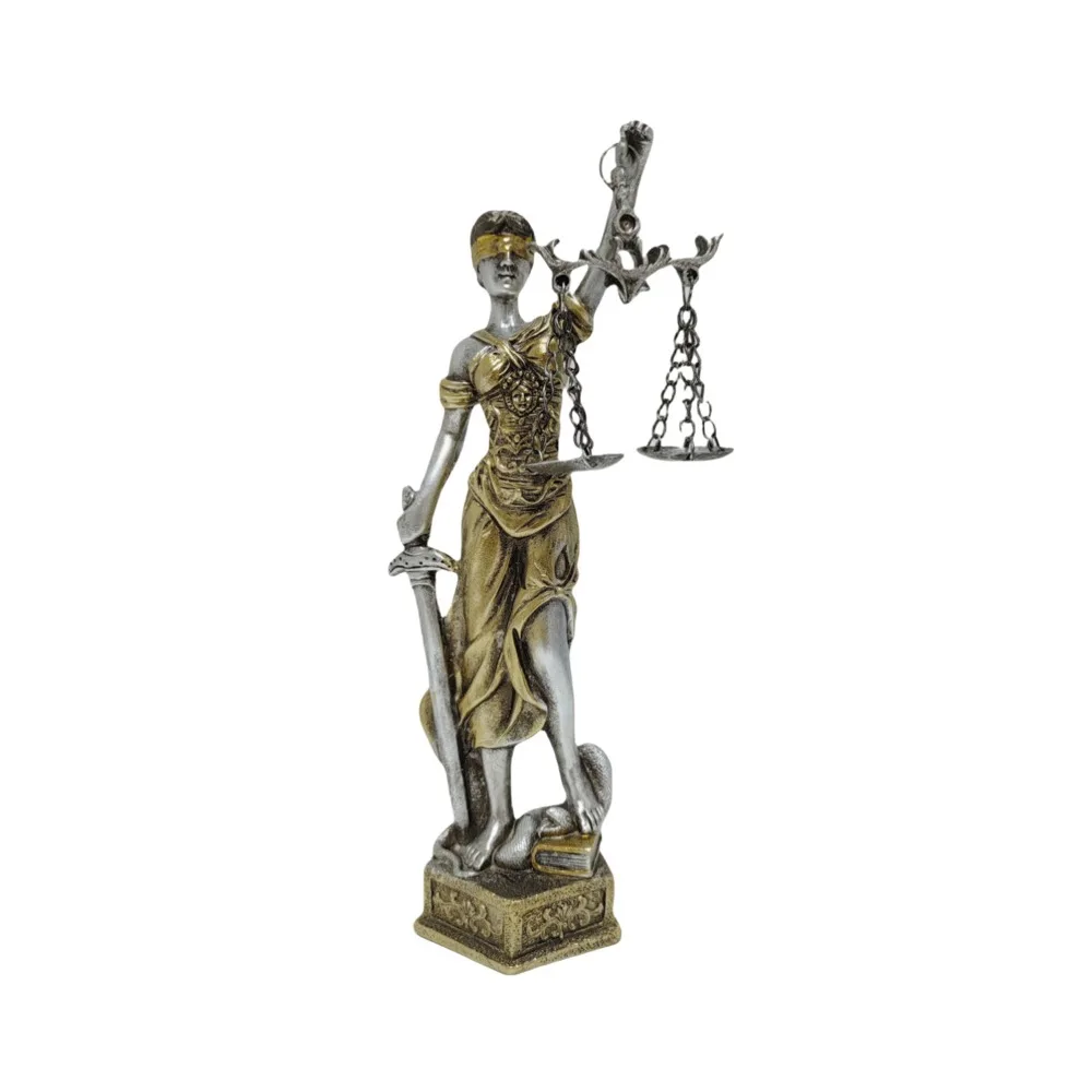 Déesse grecque de la justice bronze et argent – Statue 18,5 cm