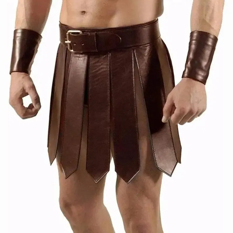 Jupe romaine à lamelles brune – ceinture de guerrier