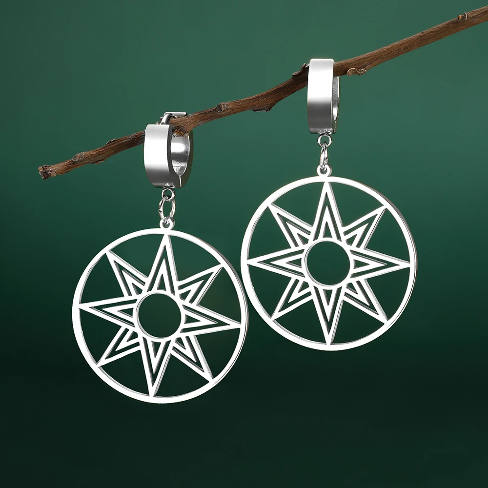 Boucles d’oreilles étoile d’Inanna argentées en acier inoxydable
