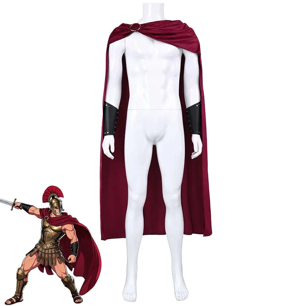 Cape spartiate noire – drapé antique avec brassards rivetés