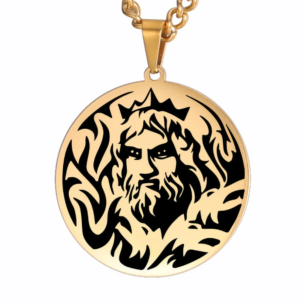 Collier Hadès doré – Pendentif grec en acier inoxydable 25 × 27 mm