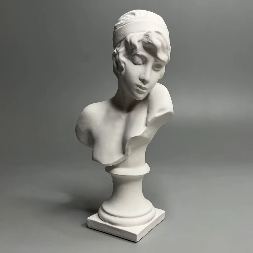 Buste de Sappho – sculpture grecque blanche en résine, 15 cm