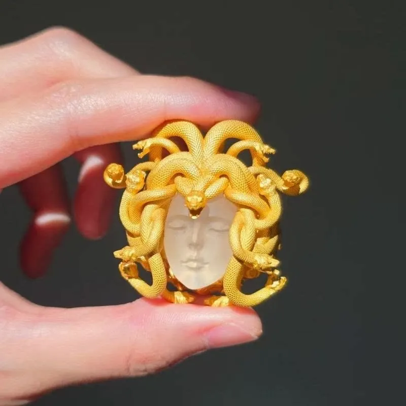 Bague ouverte Medusa grecque aux serpents