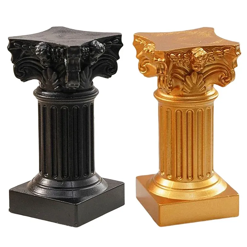 Colonne grecque noire – support décoratif cannelé à chapiteau antique