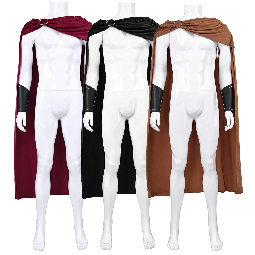 Cape spartiate rouge – drapé antique avec brassards noirs