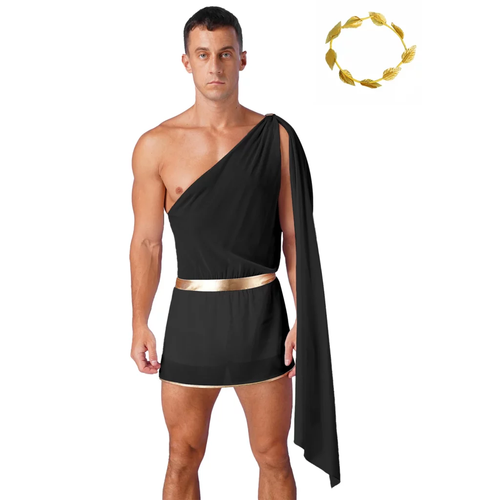 Toge grecque noire pour homme – costume antique à drapé