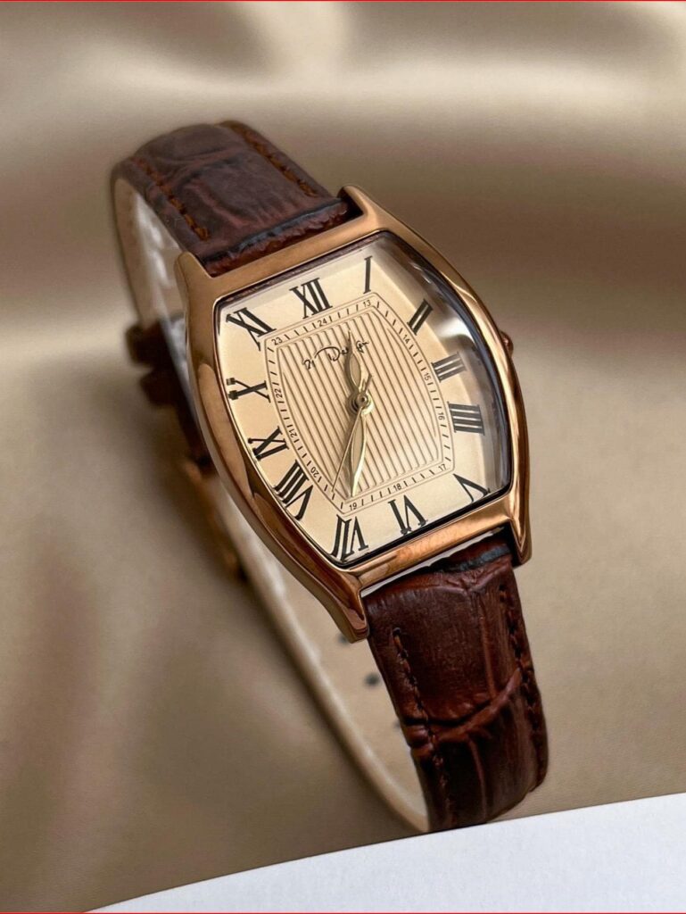 Montre rétro à chiffres romains – Bracelet effet café