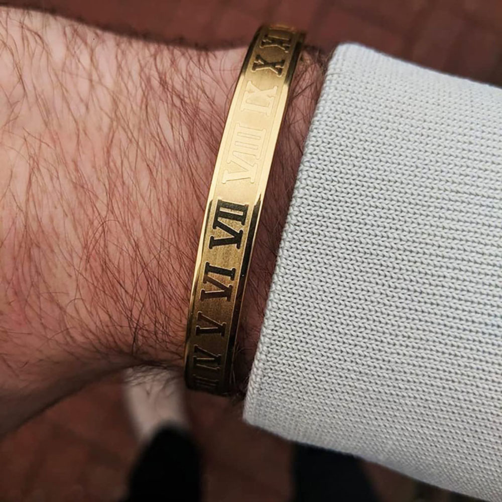 Bracelet chiffres romains acier trois couleurs - cadeau homme