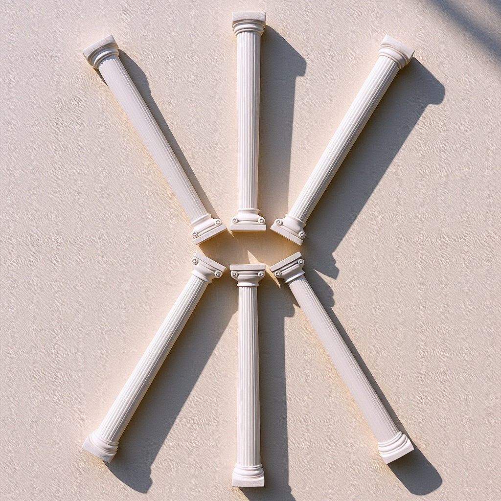 Lot de six colonnes ioniques miniatures blanches
