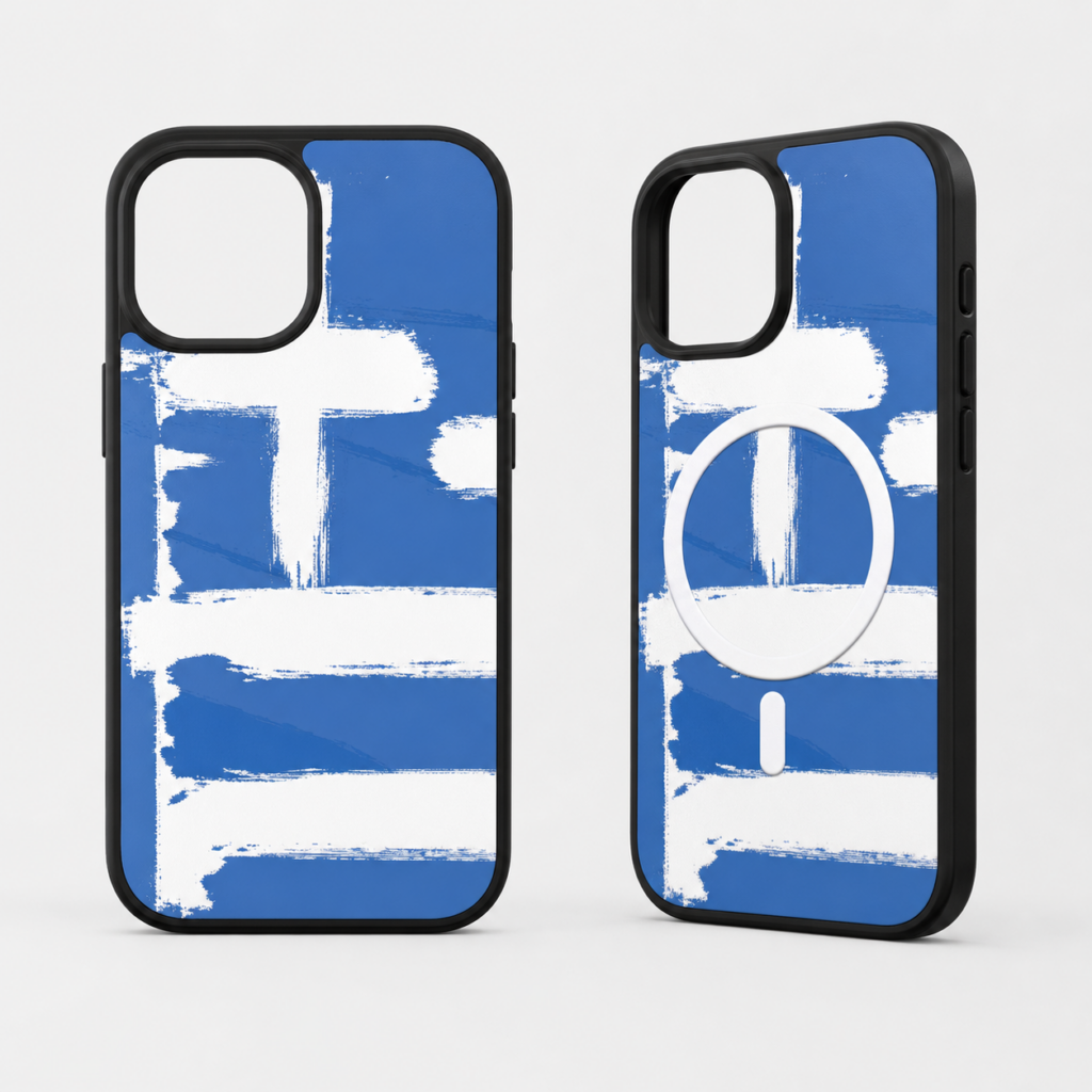 Coque drapeau grec Magsafe – motif bleu et blanc pour iPhone